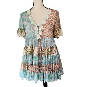 Twin Set Simona Barbieri Sheer Chiffon Print Babydoll Mini Dress L